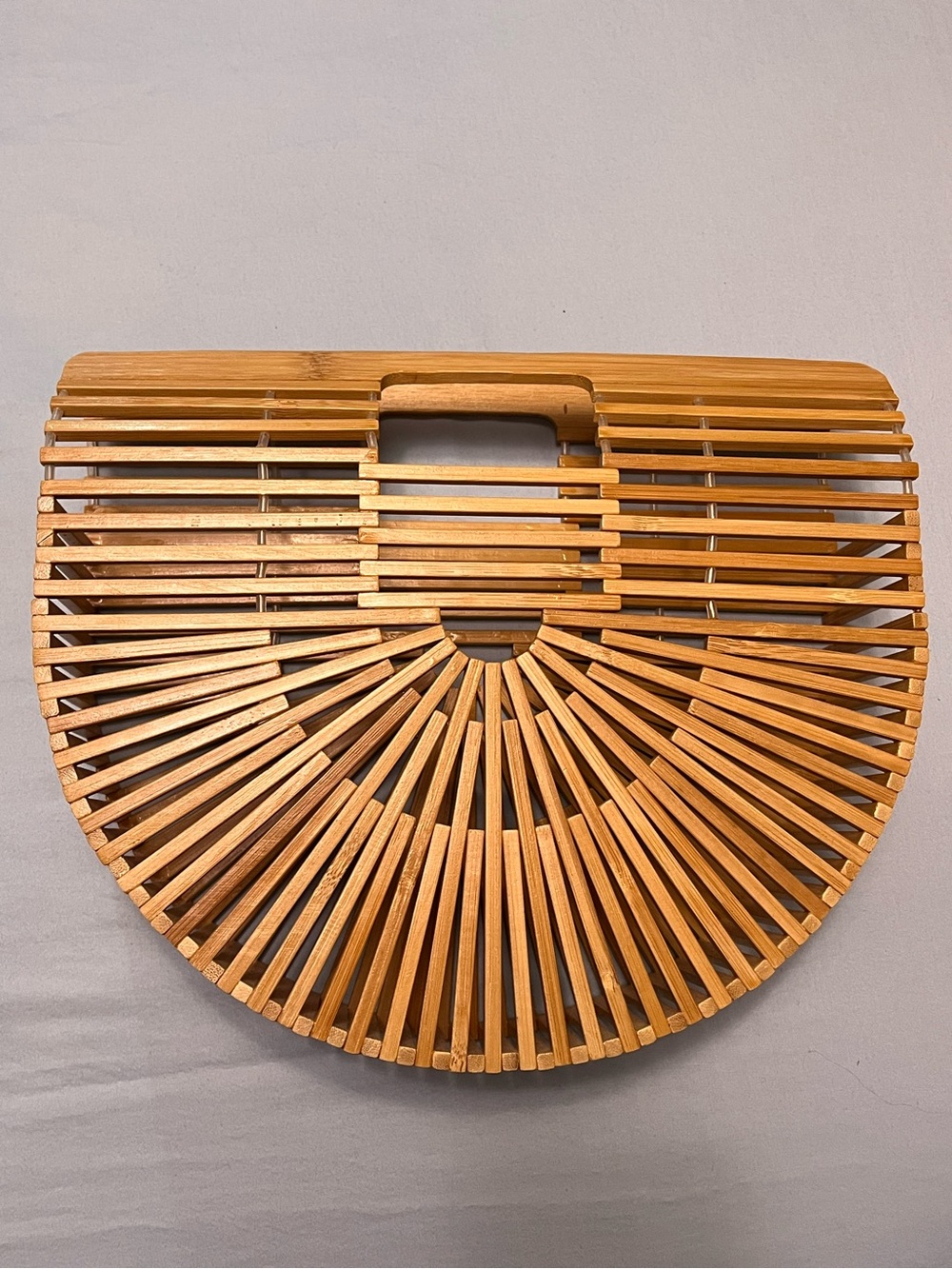 Natural Bamboo Half-Moon Handbag - Tan